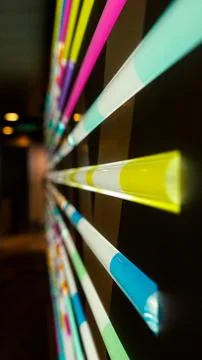 A Captivating Array of Multicolored Light Tubes Arranged Horizontally on a .. Stock Photos