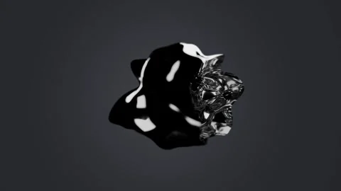 Captivating black and white abstract metal shapes transforming Stock Footage 322540380
