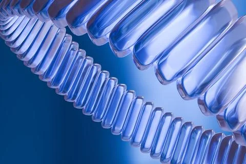 A captivating blue helix, formed by translucent rectangular segments, spira.. Stock-Illustration