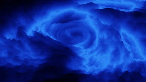 Captivating blue vortex amidst dark swirling sky Stock Footage 282361656