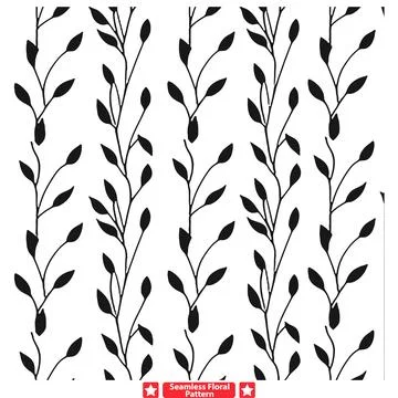 Captivating Botanical Silhouette Patterns  Fascinating Designs for Creative.. Stock Illustration