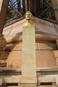 A captivating bronze bust of Gustave Eiffel, the mastermind behind the Eiffel Stock Photos
