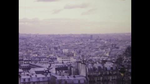 Captivating camera pan showcasing the paris skyline from 1975 Stock Footage 291060090