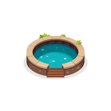 Captivating circular pool with inviting turquoise waters, perfect destinati.. Stock Illustration