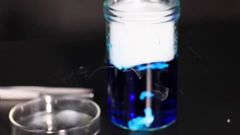 A captivating close up view of an intriguing science experiment as dry ice .. Stock Footage 333913385
