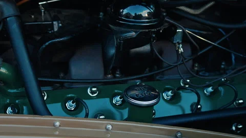 Captivating closeup visuals of classic engine components showcased in stunning 스톡 동영상 291274096