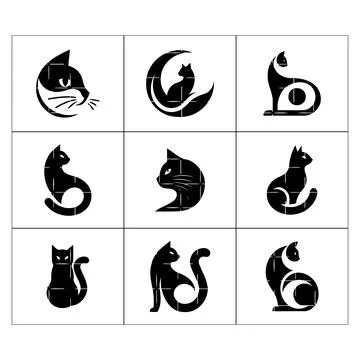 Captivating collection of cat inspired logo design Stock Illustration