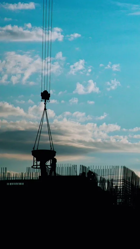 A captivating construction silhouette stands out against the stunning backdrop Stock Footage 291710420