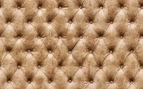 Captivating diamond tufting seamless texture in light brown colour Stock Photos