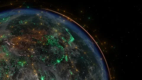 Captivating digital network around Asia, satellite internet connectivity Video stock 281488846