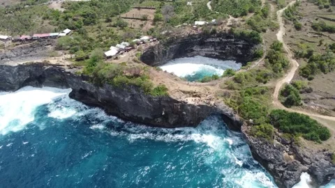 Captivating Drone Flight Over Broken Beach Island, Nusa Penida Stock Footage 248231130