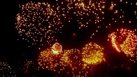 Captivating Fireworks Burst in Glorious Slow Motion Over Night Sky Stock Footage 321596792