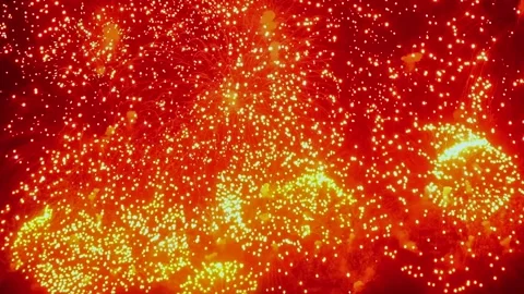 Captivating Fireworks Display in Slow Motion Above the Night Sky Stock Footage 289805150