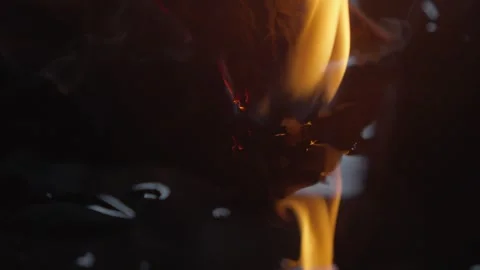 Captivating Flames An Intriguing CloseUp of Fire Reflection That Draws You In Stock Footage 309421563