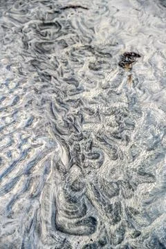 A captivating high-angle, close-up view of an abstract seabed or tidal flat, Stock Photos