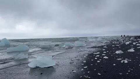 Captivating Ice Chunks Scattered on Diamond Beach, Iceland Stock Footage 277943561
