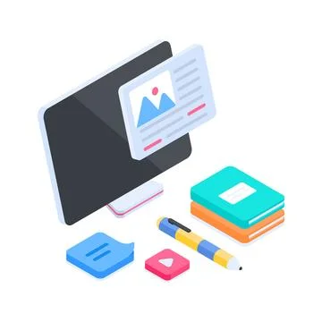 A captivating isometric illustration detailing an active digital content 스톡 일러스트