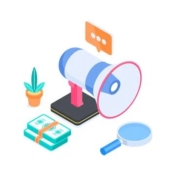 A captivating isometric illustration showing complex corporate database analysis Stock Illustration