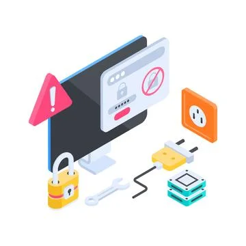 A captivating isometric illustration of smart testing and software quality Stock Illustration