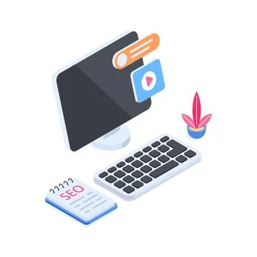 A captivating isometric illustration tracking visual database statistics and Stock Illustration
