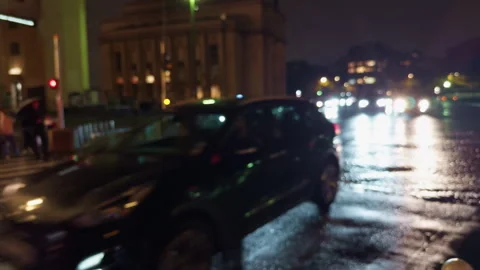 A captivating nighttime city scene showcasing bustling traffic and beautiful Stock Footage 318554783