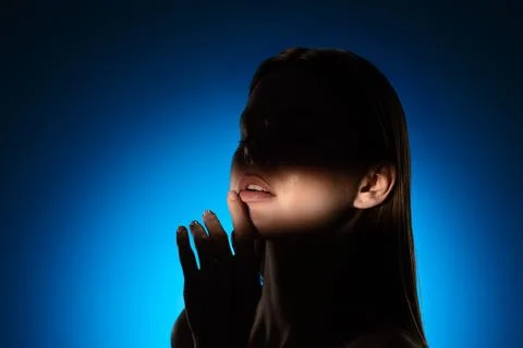 Captivating Portrait with Dramatic Shadow Play and Light Beam Stock Photos