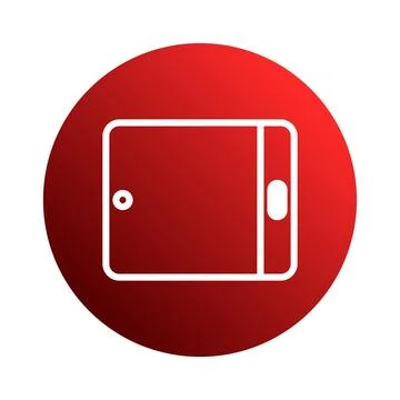 Captivating red circular emblem featuring a sleek white tablet icon signify.. 스톡 일러스트