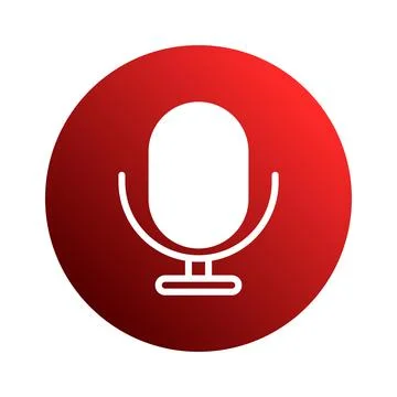 A captivating red gradient microphone icon, a symbol of audio recording, po.. Stock Illustration