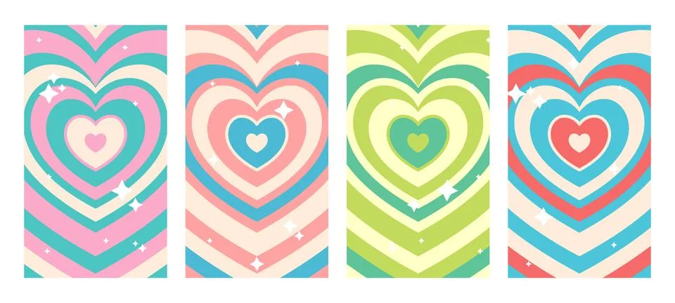 Captivating Retro Vector Background with a Heart Tunnel. Ideal for Social Med Stock Illustration