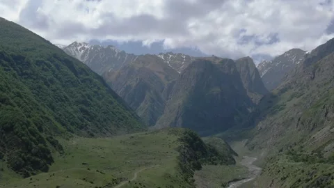 Captivating scene of the alpine valley in Georgia Stockbeeldmateriaal 237767804