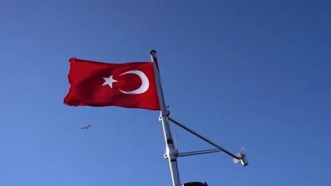 Captivating Scene: Turkish Flag Amidst Nature's Beauty Video stock 247900205