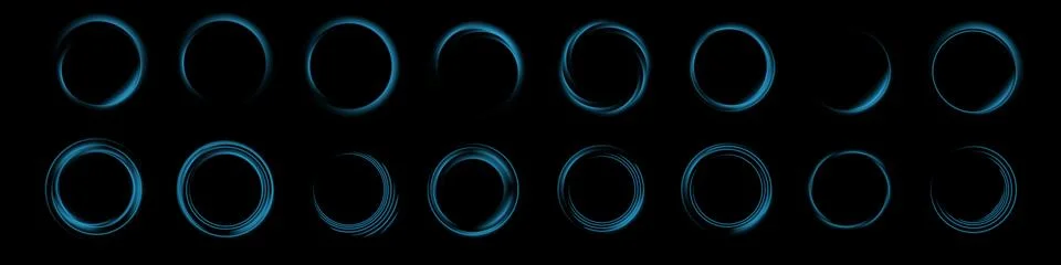 A captivating set of abstract blue circular shapes beautifully arranged on a Ilustração Stock
