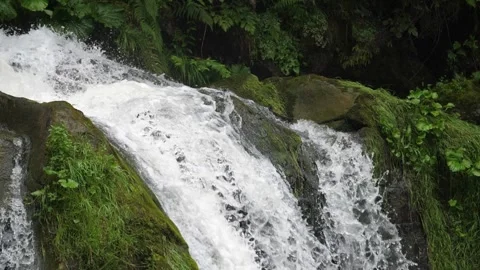 Captivating Slow Motion Waterfall in the Mountains, Ukraine, Carpathians Stock Footage 247024243