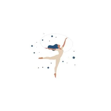 Captivating solo female dancer radiating gracefulness amidst celestial star.. Stockillustratie