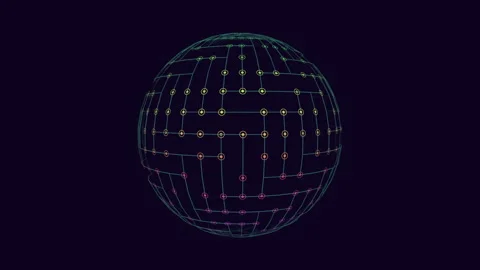 Captivating three-dimensional grid pattern on spherical model Stock Footage 274172339