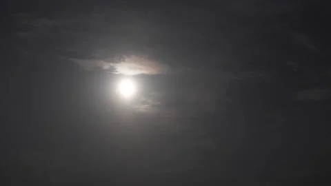 Captivating time lapse, moon, night sequence with clouds moving. Dark, eerie Video stock 266446411