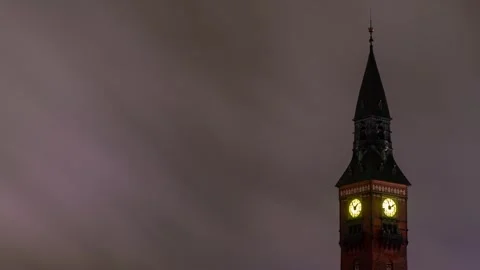 Captivating Timelapse of Copenhagen's Skyline Under Autumn Cloudy Sky Stock Footage 312982246