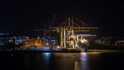 Captivating Timelapse of Elbe River and Harbor in Hamburg Stock Footage 308174637