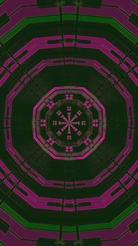 Captivating tunnel video loop featuring vibrant pink lights and geometric p.. Stock Footage 321263611