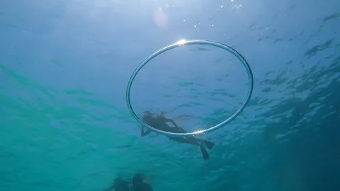 A captivating underwater scene featuring multiple scuba divers Stock-Footage 327481938