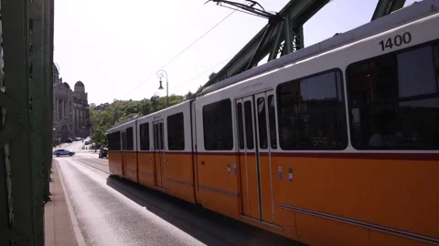 A captivating video of a vintage yellow tram Stock Footage 316977341