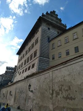 A captivating view of a decorative building with an ornate roof Stock Photos