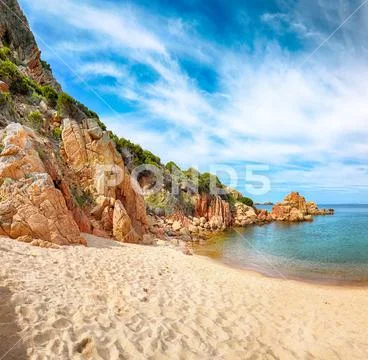 Captivating view of Li Cossi beach on Costa Paradiso resort. ~ Premium ...