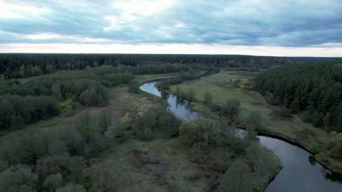 Captivating Views of River and Forest from Above Video stock 243628909
