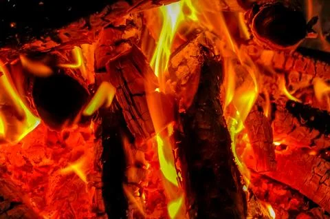 Captivating Warmth of a Glowing Campfire Flame Stock Photos