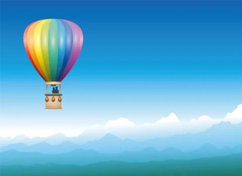 Captive Balloon Mountain Horizon Stock Illustration