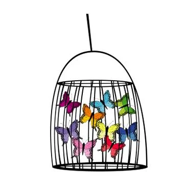 Captive butterflies in a cage Illustrazione stock
