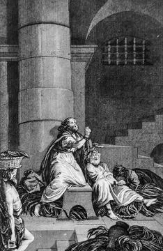 Captivity and Manisse Penitance, Ancient Testament, the Bible by the Maistre  Stock Illustration