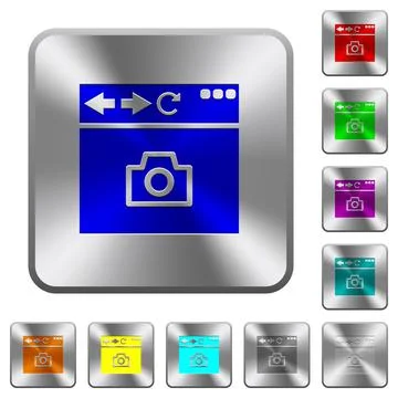 Capture browser screen rounded square steel buttons 스톡 일러스트
