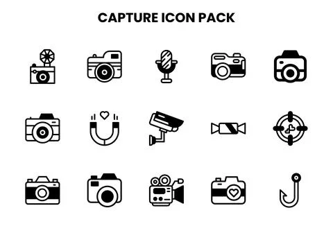 Capture DuoTone Bundle Icons Pack Stock Illustration